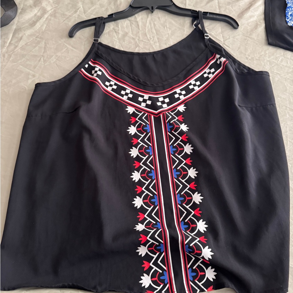 Embroidered Black Women's Top